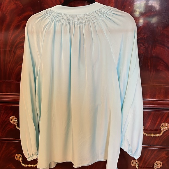 Lilly Pulitzer, silk, long sleeve blouse, aqua, large, new tags - Picture 5 of 5